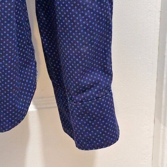 Denim & Flower By Ricky Singh Mens Slim Fit Navy Button-Down Shirt Size L Made I - Picture 6 of 13